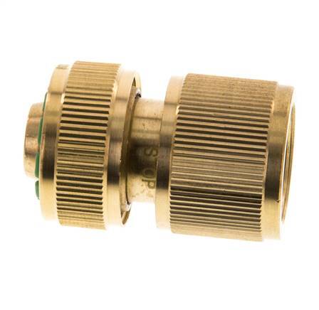 Brass GARDENA Style Hose Connector 13 mm (1/2") Water Stop