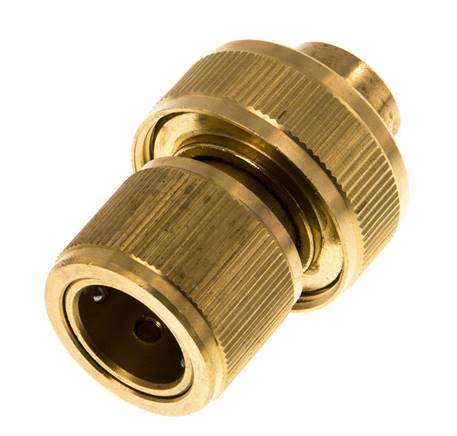 Brass GARDENA Style Hose Connector 19 mm (3/4") Water Stop