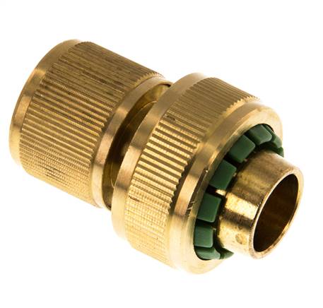 Brass GARDENA Style Hose Connector 19 mm (3/4") Water Stop