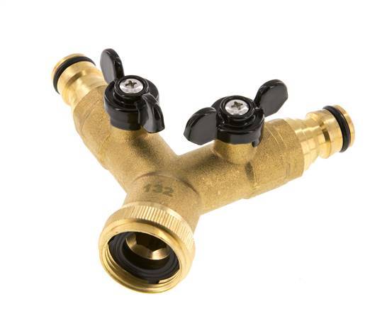 Brass Garden Hose Distributor G 3/4 inch Female Threads Ball Valve