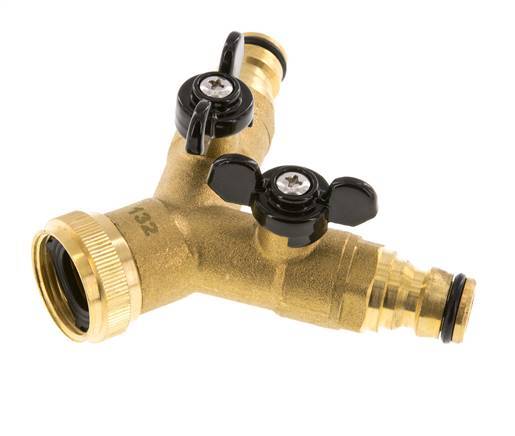 Brass Garden Hose Distributor G 3/4 inch Female Threads Ball Valve