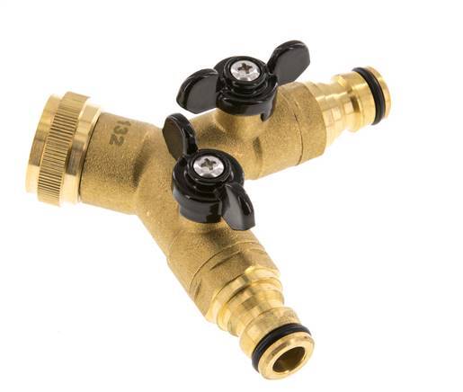 Brass Garden Hose Distributor G 3/4 inch Female Threads Ball Valve