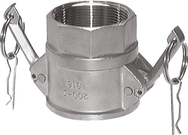 Camlock DN 140 (6'') Aluminium Coupling Rp 6'' Female Thread Type D MIL-C-27487