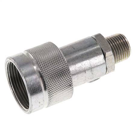 Steel DN 10 Hydraulic Coupling Socket 3/8 inch Male NPT Threads ISO 14540 D 19 mm