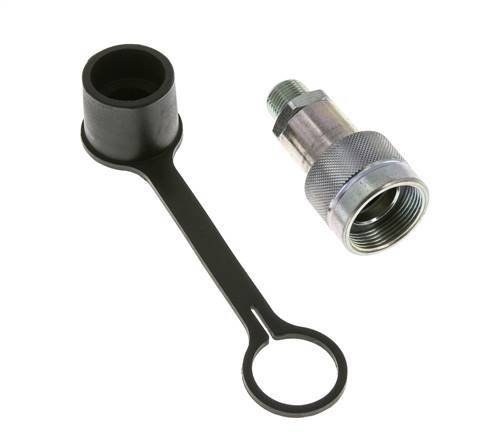 Steel Hydraulic Coupling Socket 3/8 inch Male NPT Threads Dust Cap