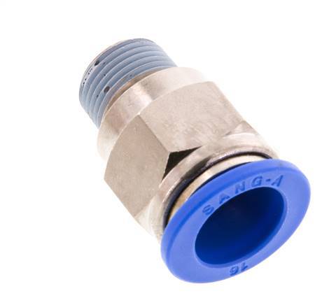 16mm x R3/8'' Push-in Fitting with Male Threads Brass/PA 66 NBR