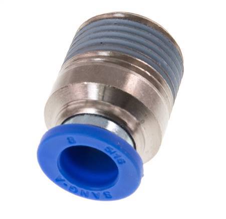 8mm x R3/8'' Push-in Fitting with Male Threads Brass/PA 66 NBR Inner Hexagon [2 Pieces]