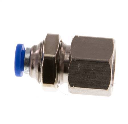 4mm x G1/8'' Push-in Fitting with Female Threads Brass/PA 66 NBR Bulkhead [2 Pieces]