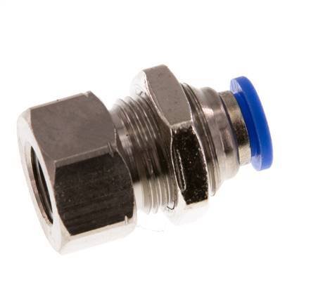 6mm x G1/8'' Push-in Fitting with Female Threads Brass/PA 66 NBR Bulkhead [2 Pieces]