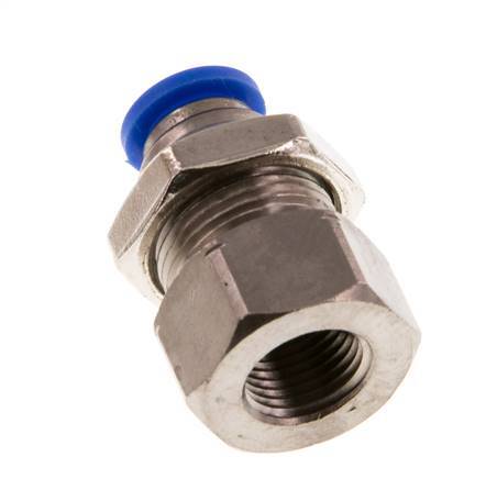 6mm x G1/8'' Push-in Fitting with Female Threads Brass/PA 66 NBR Bulkhead [2 Pieces]