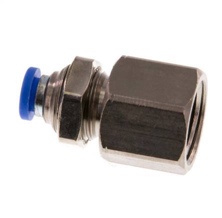 4mm x G1/4'' Push-in Fitting with Female Threads Brass/PA 66 NBR Bulkhead [2 Pieces]