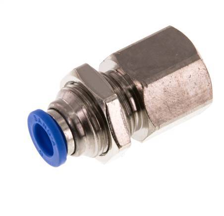 6mm x G1/4'' Push-in Fitting with Female Threads Brass/PA 66 NBR Bulkhead [2 Pieces]