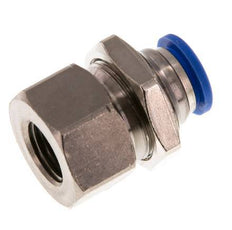 10mm x G1/4'' Push-in Fitting with Female Threads Brass/PA 66 NBR Bulkhead