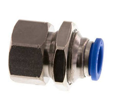 10mm x G1/4'' Push-in Fitting with Female Threads Brass/PA 66 NBR Bulkhead