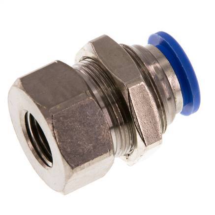 12mm x G1/4'' Push-in Fitting with Female Threads Brass/PA 66 NBR Bulkhead
