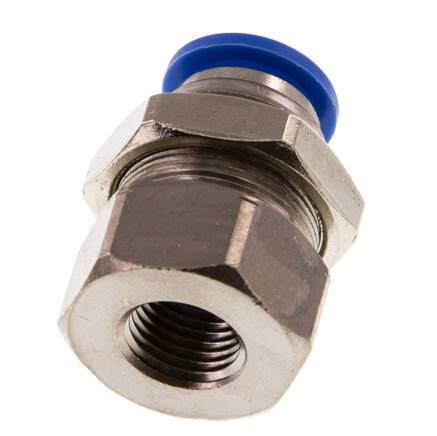 12mm x G1/4'' Push-in Fitting with Female Threads Brass/PA 66 NBR Bulkhead