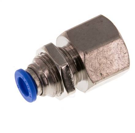 6mm x G3/8'' Push-in Fitting with Female Threads Brass/PA 66 NBR Bulkhead [2 Pieces]