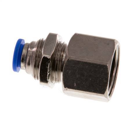 6mm x G3/8'' Push-in Fitting with Female Threads Brass/PA 66 NBR Bulkhead [2 Pieces]
