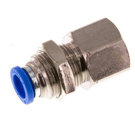 8mm x G3/8'' Push-in Fitting with Female Threads Brass/PA 66 NBR Bulkhead [2 Pieces]