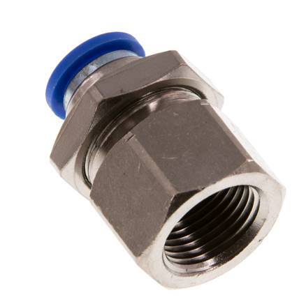 10mm x G3/8'' Push-in Fitting with Female Threads Brass/PA 66 NBR Bulkhead