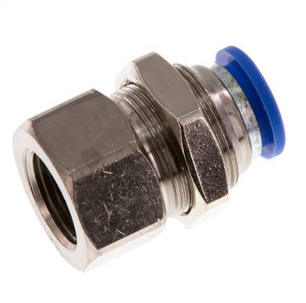 12mm x G3/8'' Push-in Fitting with Female Threads Brass/PA 66 NBR Bulkhead