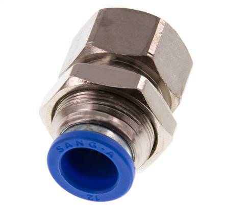 12mm x G3/8'' Push-in Fitting with Female Threads Brass/PA 66 NBR Bulkhead