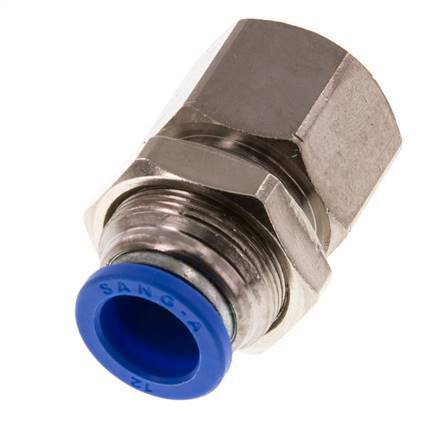 12mm x G1/2'' Push-in Fitting with Female Threads Brass/PA 66 NBR Bulkhead