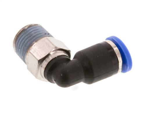 4mm x R1/8'' 90deg Elbow Push-in Fitting with Male Threads Brass/PA 66 NBR Short Sleeve Rotatable [5 Pieces]