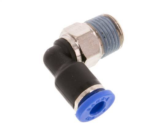 4mm x R1/8'' 90deg Elbow Push-in Fitting with Male Threads Brass/PA 66 NBR Short Sleeve Rotatable [5 Pieces]