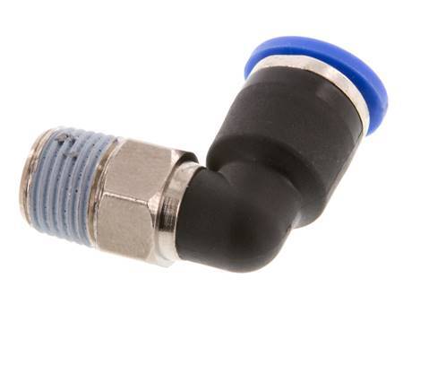 6mm x R1/8'' 90deg Elbow Push-in Fitting with Male Threads Brass/PA 66 NBR Short Sleeve Rotatable [2 Pieces]
