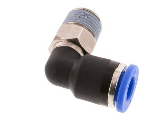 6mm x R1/8'' 90deg Elbow Push-in Fitting with Male Threads Brass/PA 66 NBR Short Sleeve Rotatable [2 Pieces]
