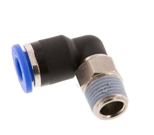 6mm x R1/8'' 90deg Elbow Push-in Fitting with Male Threads Brass/PA 66 NBR Short Sleeve Rotatable [2 Pieces]