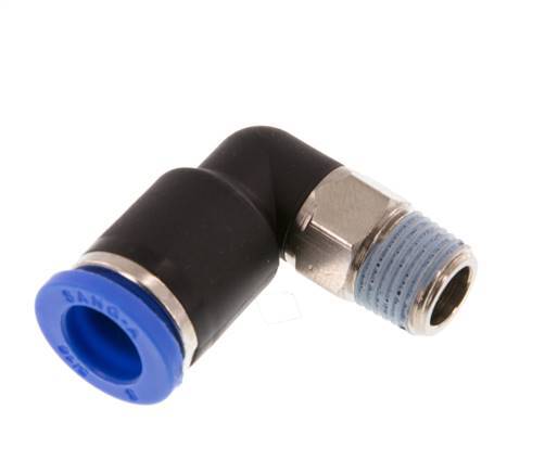 8mm x R1/8'' 90deg Elbow Push-in Fitting with Male Threads Brass/PA 66 NBR Short Sleeve Rotatable [2 Pieces]