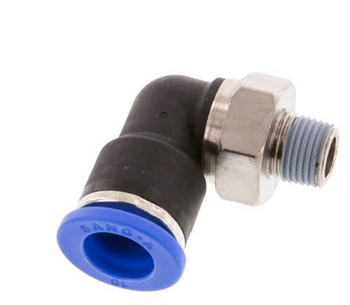 10mm x R1/8'' 90deg Elbow Push-in Fitting with Male Threads Brass/PA 66 NBR Short Sleeve Rotatable [2 Pieces]