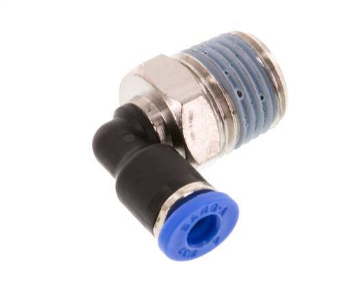 4mm x R1/4'' 90deg Elbow Push-in Fitting with Male Threads Brass/PA 66 NBR Short Sleeve Rotatable [2 Pieces]
