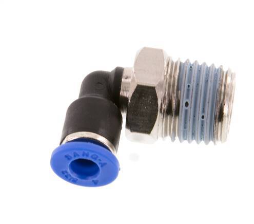 4mm x R1/4'' 90deg Elbow Push-in Fitting with Male Threads Brass/PA 66 NBR Short Sleeve Rotatable [2 Pieces]