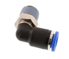 8mm x R1/4'' 90deg Elbow Push-in Fitting with Male Threads Brass/PA 66 NBR Short Sleeve Rotatable [2 Pieces]