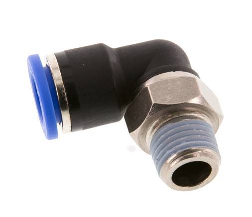 10mm x R1/4'' 90deg Elbow Push-in Fitting with Male Threads Brass/PA 66 NBR Short Sleeve Rotatable [2 Pieces]