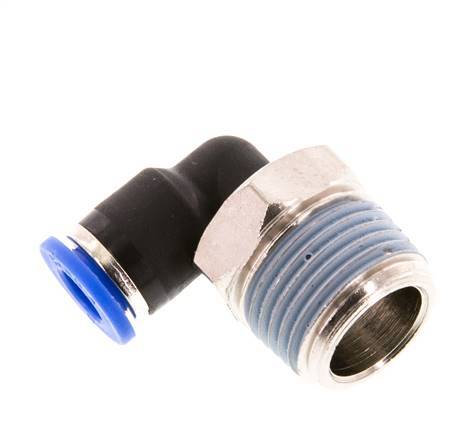 6mm x R3/8'' 90deg Elbow Push-in Fitting with Male Threads Brass/PA 66 NBR Short Sleeve Rotatable [2 Pieces]