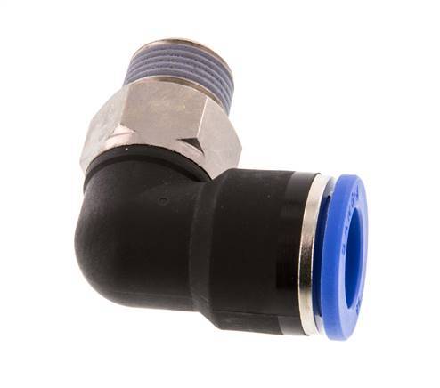 14mm x R3/8'' 90deg Elbow Push-in Fitting with Male Threads Brass/PA 66 NBR Short Sleeve Rotatable