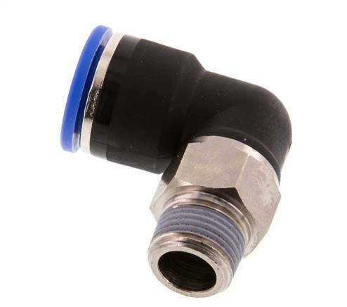 14mm x R3/8'' 90deg Elbow Push-in Fitting with Male Threads Brass/PA 66 NBR Short Sleeve Rotatable