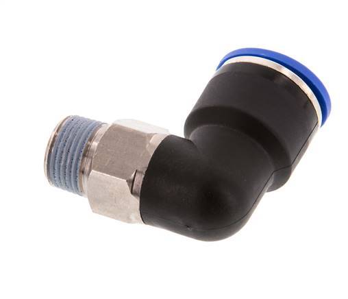 16mm x R3/8'' 90deg Elbow Push-in Fitting with Male Threads Brass/PA 66 NBR Short Sleeve Rotatable