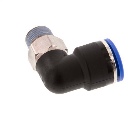 16mm x R3/8'' 90deg Elbow Push-in Fitting with Male Threads Brass/PA 66 NBR Short Sleeve Rotatable