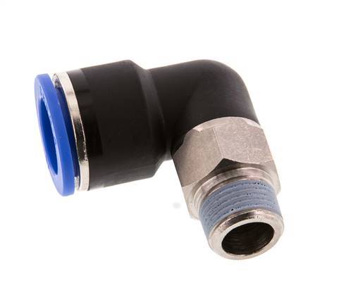 16mm x R3/8'' 90deg Elbow Push-in Fitting with Male Threads Brass/PA 66 NBR Short Sleeve Rotatable