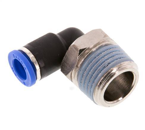 8mm x R1/2'' 90deg Elbow Push-in Fitting with Male Threads Brass/PA 66 NBR Short Sleeve Rotatable [2 Pieces]