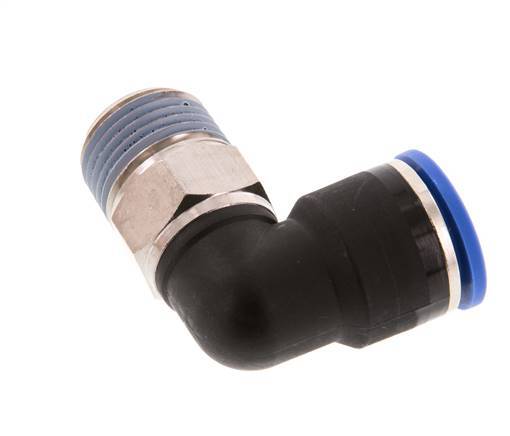 14mm x R1/2'' 90deg Elbow Push-in Fitting with Male Threads Brass/PA 66 NBR Short Sleeve Rotatable
