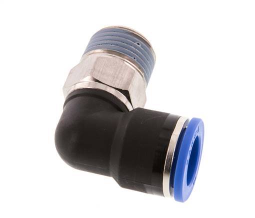 14mm x R1/2'' 90deg Elbow Push-in Fitting with Male Threads Brass/PA 66 NBR Short Sleeve Rotatable