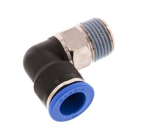 14mm x R1/2'' 90deg Elbow Push-in Fitting with Male Threads Brass/PA 66 NBR Short Sleeve Rotatable