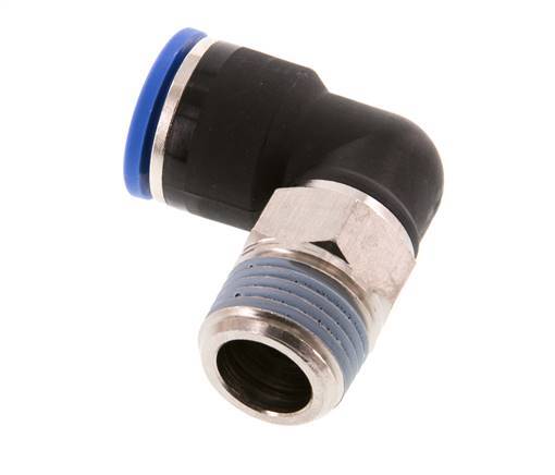 14mm x R1/2'' 90deg Elbow Push-in Fitting with Male Threads Brass/PA 66 NBR Short Sleeve Rotatable