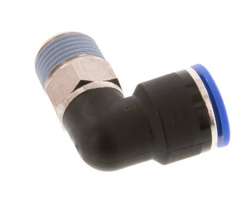 16mm x R1/2'' 90deg Elbow Push-in Fitting with Male Threads Brass/PA 66 NBR Short Sleeve Rotatable